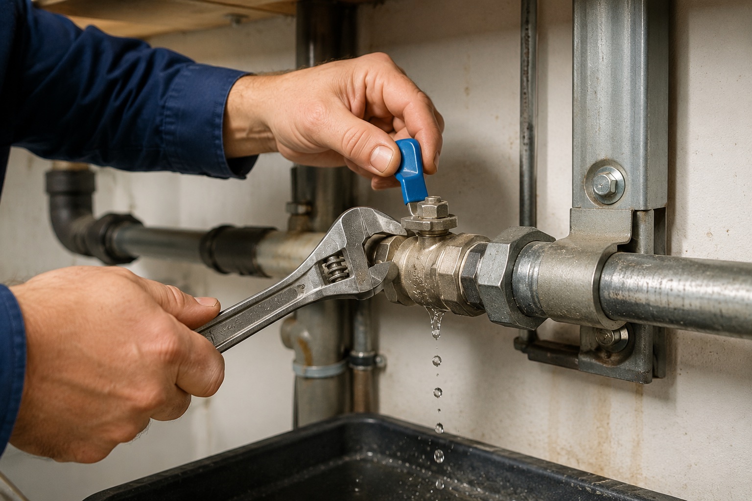 How to fix a leaking shut-off valve diagram showing packing nut, stem, washer, and supply line connection points